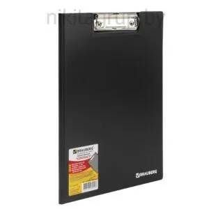 Папка-планшет BRAUBERG "Contract", А4 (315х230 мм), с прижимом и крышкой, пластиковая, черная, сверхпрочная, 1,5 мм