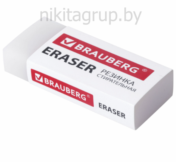 Ластик BRAUBERG "EXTRA", 50х24х10 мм, белый, прямоугольный, экологичный ПВХ, картонный держатель
