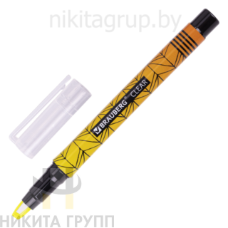 Текстовыделитель с прозрачным наконечником BRAUBERG "Clear", ЖЕЛТЫЙ, линия 1-5 мм
