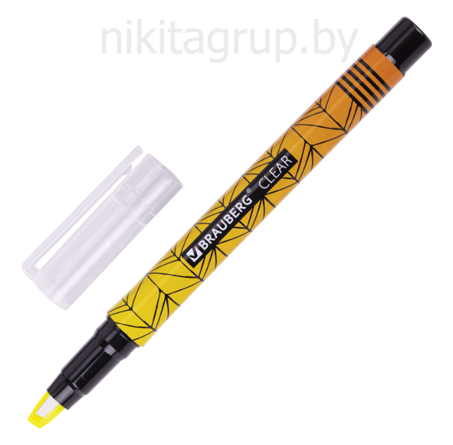 Текстовыделитель с прозрачным наконечником BRAUBERG "Clear", ЖЕЛТЫЙ, линия 1-5 мм
