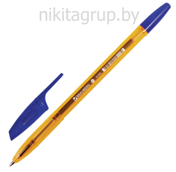 Ручка шариковая BRAUBERG "X-333" AMBER, СИНЯЯ, корпус тонированный оранжевый, узел 0,7 мм, линия письма 0,35 мм