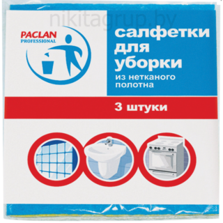 Салфетки универсальные, 30х38 см, КОМПЛЕКТ 3 шт., 90 г/м2, вискоза, PACLAN Professional
