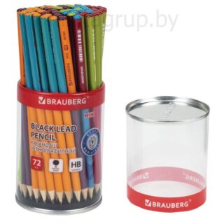 Карандаш чернографитный BRAUBERG "MIX", 1 шт., HB, корпус ассорти