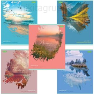 Тетрадь А5, 80 л., HATBER-ECO, скоба, клетка, обложка картон, "Nature"