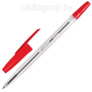 Ручка шариковая BRAUBERG "Line", КРАСНАЯ, корпус прозрачный, узел 1 мм, линия письма 0,5 мм