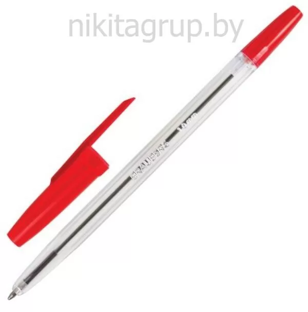 Ручка шариковая BRAUBERG "Line", КРАСНАЯ, корпус прозрачный, узел 1 мм, линия письма 0,5 мм
