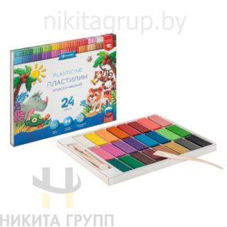 Пластилин классический 24 цвета 480г со стеками