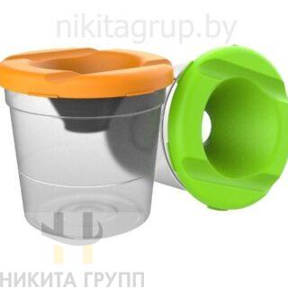 Стакан-непроливайка одинарный, прозрачный с цветной крышкой