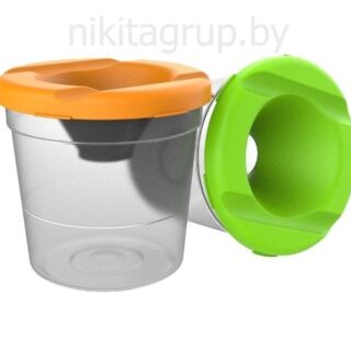 Стакан-непроливайка одинарный, прозрачный с цветной крышкой