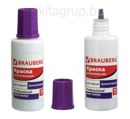 Краска штемпельная 30мл фиолетовая BRAUBERG PROFESSIONAL clear stamp