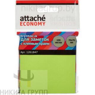 Стикеры Attache Economy с клеев.краем 76x76 мм неоновый зеленый 100л,
