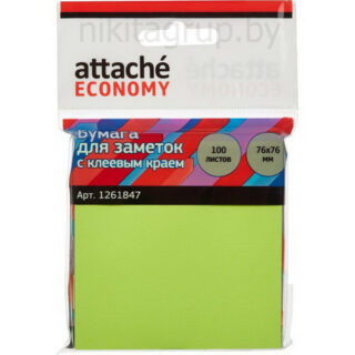 Стикеры Attache Economy с клеев.краем 76x76 мм неоновый зеленый 100л,