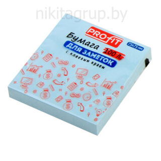 Бумага для заметок с клеевым краем ГОЛУБАЯ 75х75 мм, 100л ТМ"Profit"