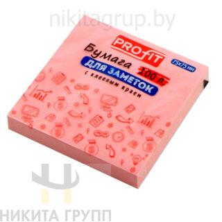Бумага для заметок с клеевым краем РОЗОВАЯ 75х75 мм, 100л ТМ"Profit"