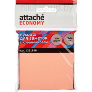 1261849 Стикеры Attache Economy с клеев.краем 76x76 мм неоновый розовый 100л,