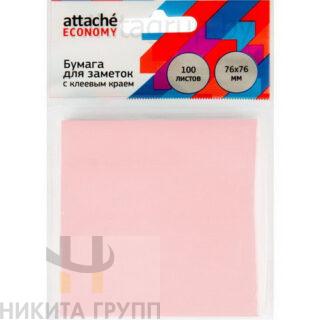 1407988 Бумага для заметок с клеевым краем Attache Economy 76x76 мм 100л пастел. розовый