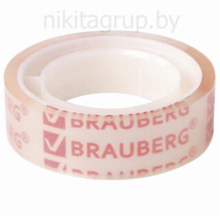 Клейкая лента (скотч) 12 мм х 10 м канцелярский BRAUBERG., прозрачный, гарантированная длина