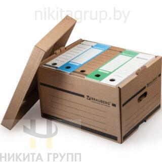 Короб архивный (405х330х265 мм), надстраиваемый, с крышкой, гофрокартон, BRAUBERG