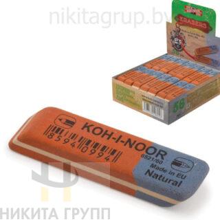 Ластик KOH-I-NOOR 6521/60, 57x14x8 мм, красно-синий, прямоугольный, скошенные края, натуральный каучук