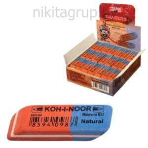 Ластик KOH-I-NOOR 6521/80, 42х14х8 мм, красно-синий, прямоугольный, скошенные края, натуральный каучук