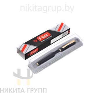 Ручка перьевая "Flair" GOLDEN EVE, черный метал. корпус в футляре,цв.чернил синий /перо+футляр