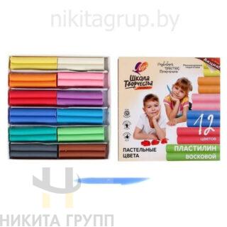 Пластилин восковой "Школа творчества" набор 12 цветов