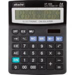 Калькулятор настольный 16 разрядный, Attache AF-888, расчет процентов, извлечение квадратного корня, запоминание промежуточных результатов, кнопки "00" и "000", двойное питание, цвет черный, размер 210x165x48 мм