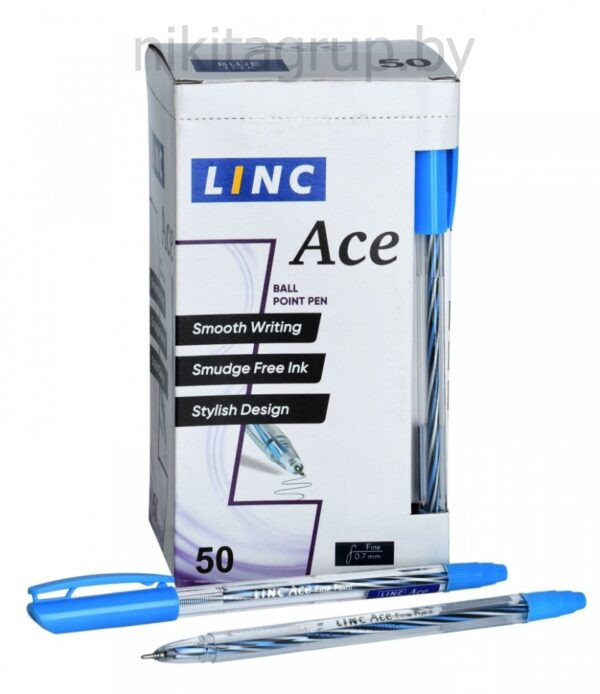 Ручка шарик. LINC ACE синий 0,7 мм ассорти кругл. корп. игольчатый наконечник