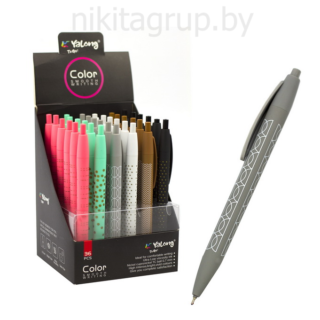 Ручка шариковая автоматическая на масляной основе, 0,7 мм, цвет чернил синий, круглый, пластиковый, цветной soft корпус, картонная упаковка