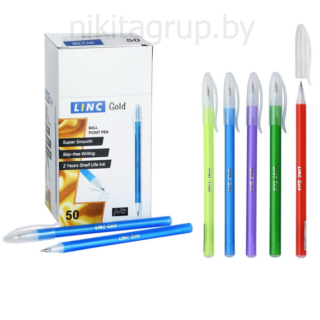Ручка шарик. Linc GOLD синий 0,7 мм ассорти кругл. корп.