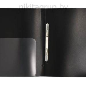 Папка с пружинным скоросшивателем INFORMAT А4 черный пластик 500 мкм вместимость до 200 л. внутренний карман