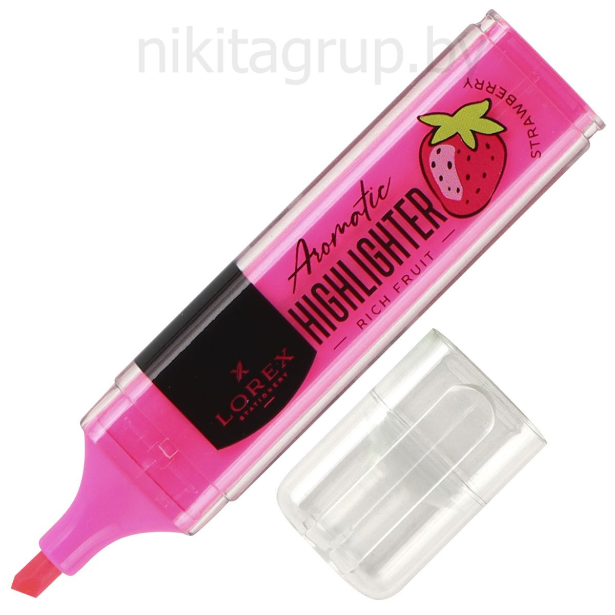 Маркер текстовыделитель LOREX Aromatic 1-3,5 мм розовый неон скошенный прозрачный корпус