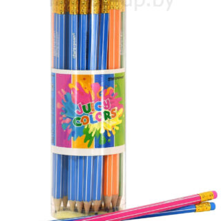 Карандаш чернографитный Schoolformat JUICY COLORS НВ, заточенный, дерево, шестигранный, с ластиком