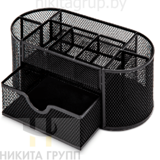 Подставка д/канц. мелочей "Deli Овальная" метал., сетка, черный