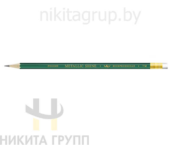 Карандаш графитный с ластиком &laquo;Metallic shine&raquo; MS04 заточенный, ТМ (HB), изумрудный корпус, дерево