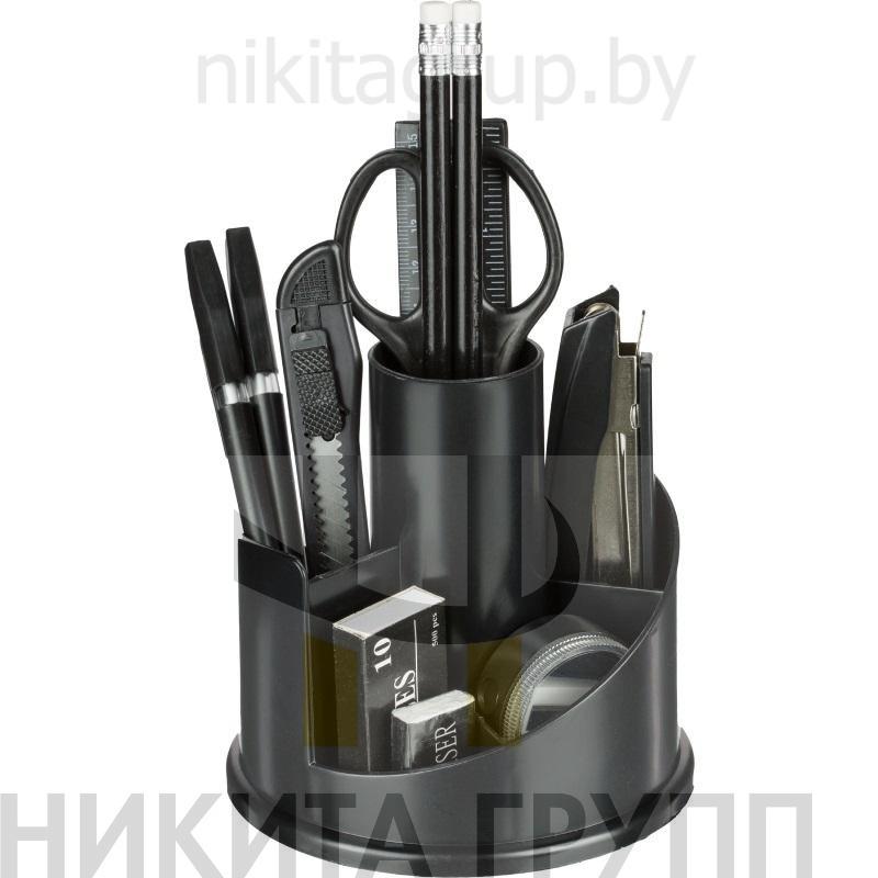 Настольный набор LITE ПРОФИ вращающийся 14 предметов, черный пластик