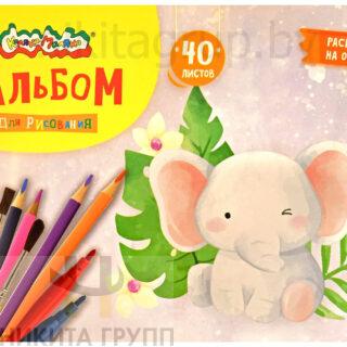Альбом для рисования 40 л. А4 скреп. Каляка-Маляка целлюлозн. карт., ВД-лак, офс. раскраска на обложке