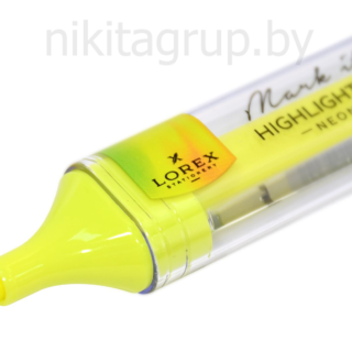 Маркер текстовыделитель LOREX Mark it NEON 1-5 мм желтый неон скошенный прозрачный корпус