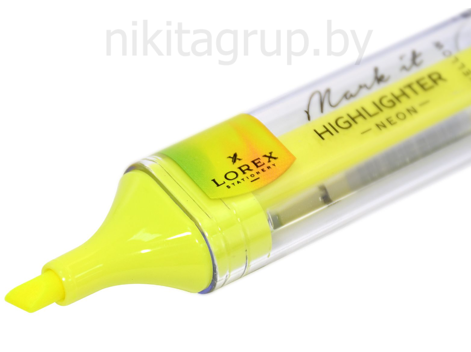 Маркер текстовыделитель LOREX Mark it NEON 1-5 мм желтый неон скошенный прозрачный корпус