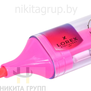 Маркер текстовыделитель LOREX Mark it NEON 1-5 мм розовый неон скошенный прозрачный корпус