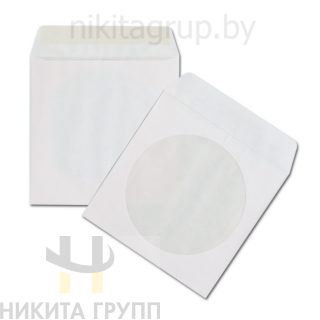 Конверт для CD, размер 125х125 мм, с окном, 80 г, клей