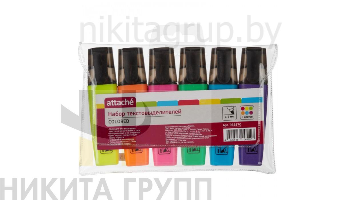 Набор текстовыделителей Attache Colored 1-5мм набор 6цветов
