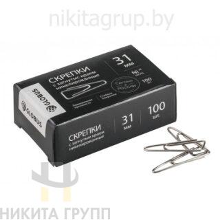 Скрепки 31 мм никелированные с загнутым краем 100 шт