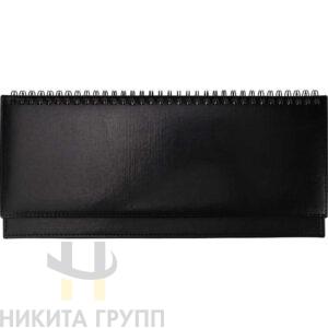 ПЛАНИНГ 56 л. недатированный SELECTION &mdash; BLACK на гребне кожзам (черный), золотистый срез 300х130мм