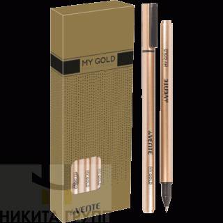 Ручка шариковая deVENTE My Gold 0,7мм синие чернила на масляной основе золотистый корпус