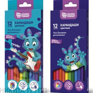 Набор цветных карандашей Schoolformat SMART DINO 12 цветов шестигранные, деревянные, в картонной упаковке