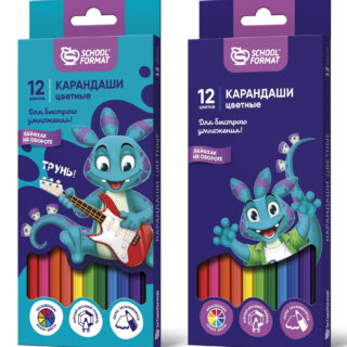 Набор цветных карандашей Schoolformat SMART DINO 12 цветов шестигранные, деревянные, в картонной упаковке