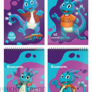 Блокнот А7 40 л. Смарт Дино на гребне клетка