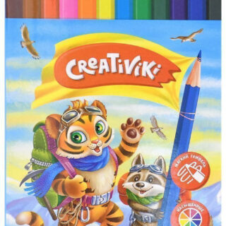 Набор цветных карандашей Creativiki 12 цветов шестигранные, пластиковые, в картонной упаковке