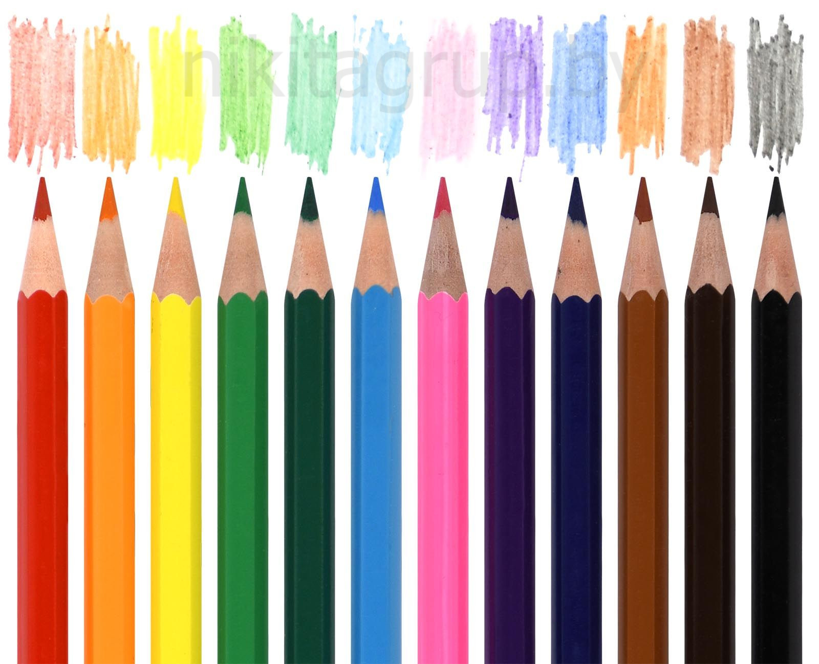 Набор цветных карандашей Creativiki 12 цветов шестигранные, пластиковые, в картонной упаковке